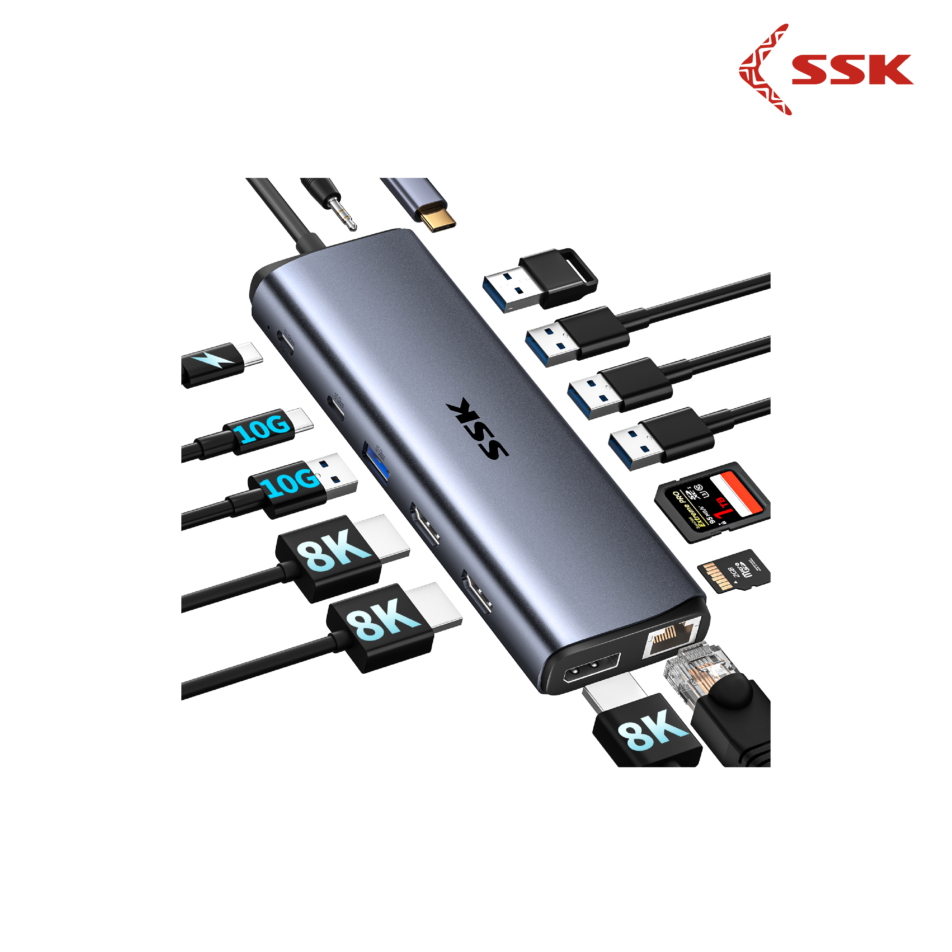 SSK SC220 14-In-1 USB-C Hub Multiport Adapter