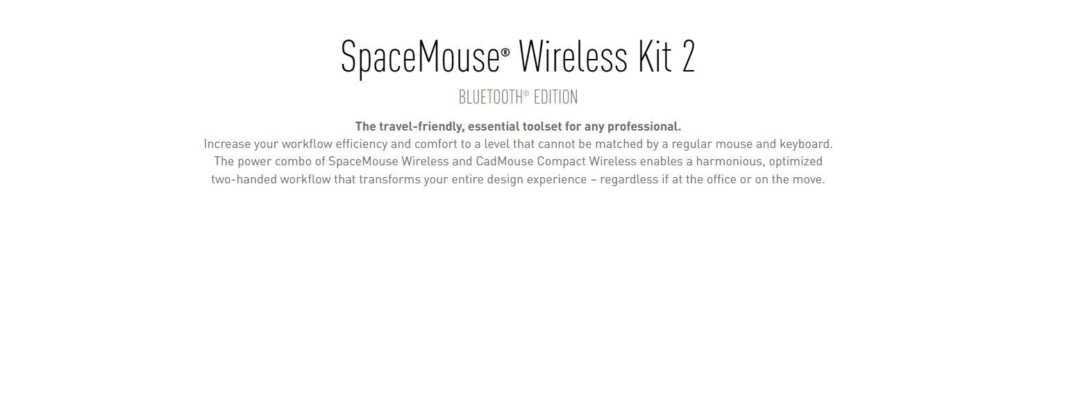 3Dconnexion SpaceMouse Wireless Kit 2 Bluetooth (SpaceMouse Wireless + CadMouse Compact Wireless + CadMouse Pad Compact)