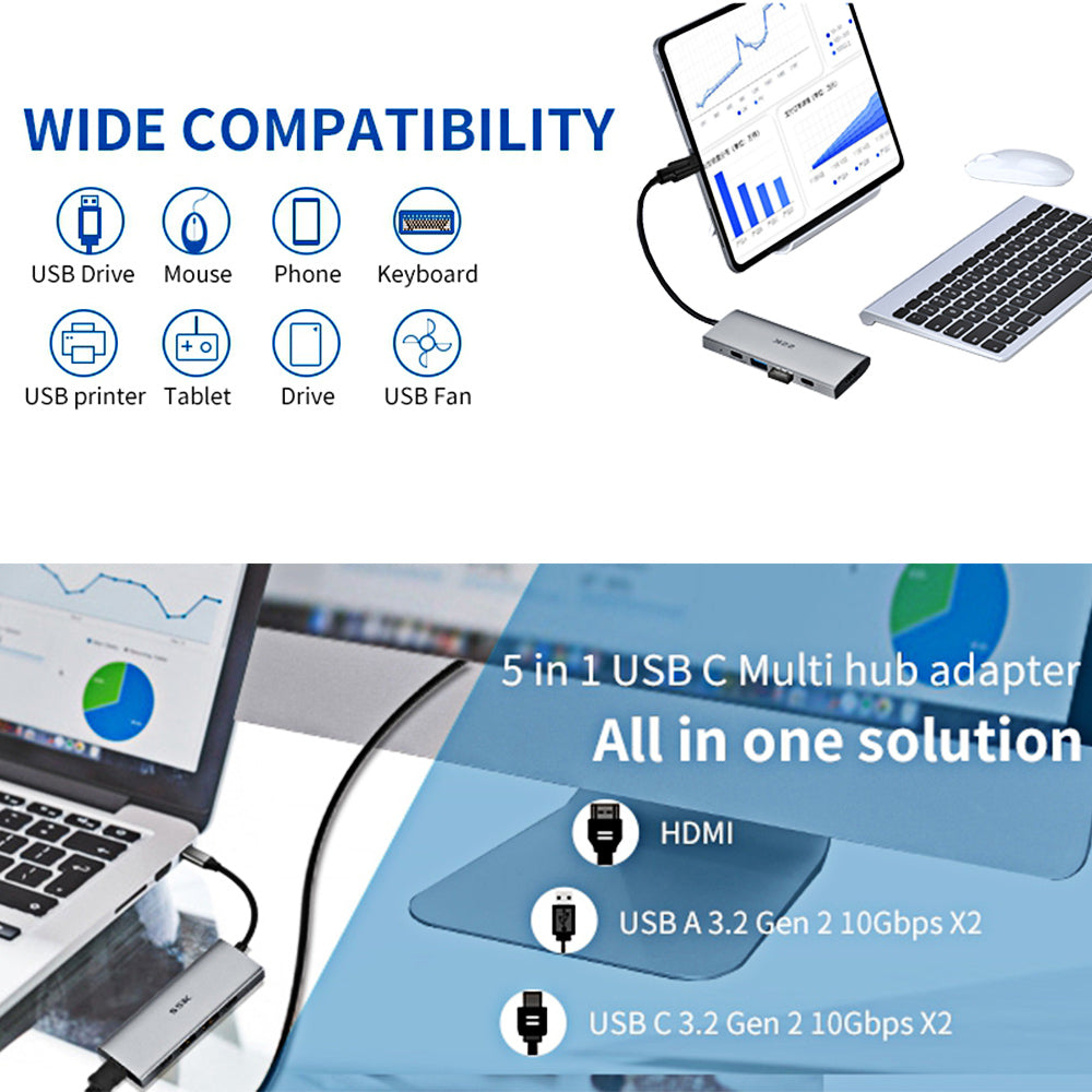 SSK SC108 5-In-1 USB-C Hub Multiport Adapter