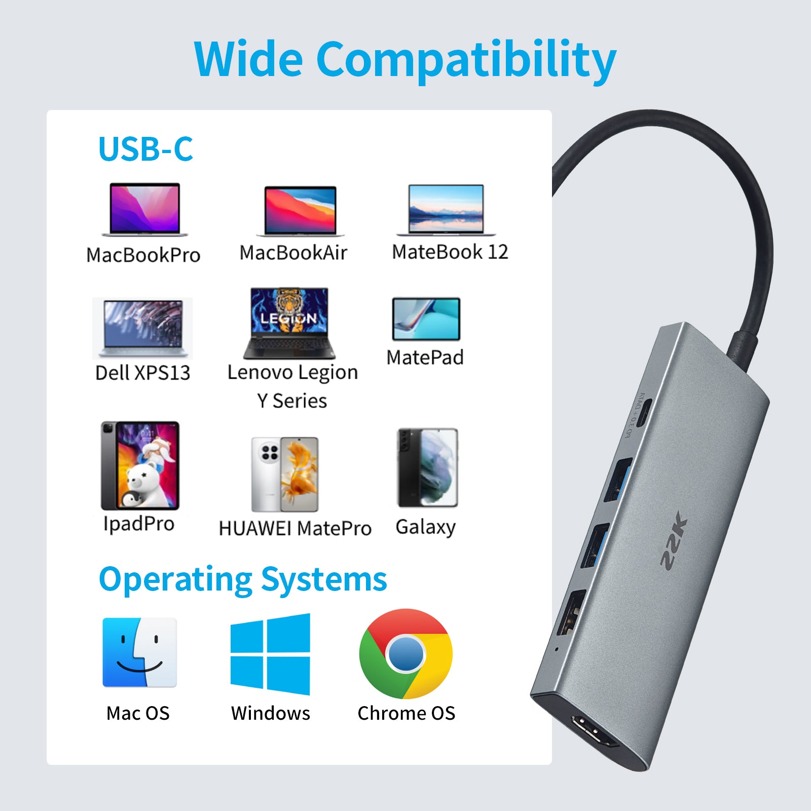 SSK SC212 5-In-1 USB-C Hub Multiport Adapter