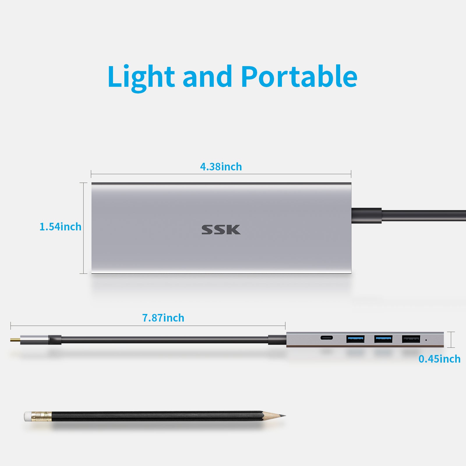 SSK SC212 5-In-1 USB-C Hub Multiport Adapter