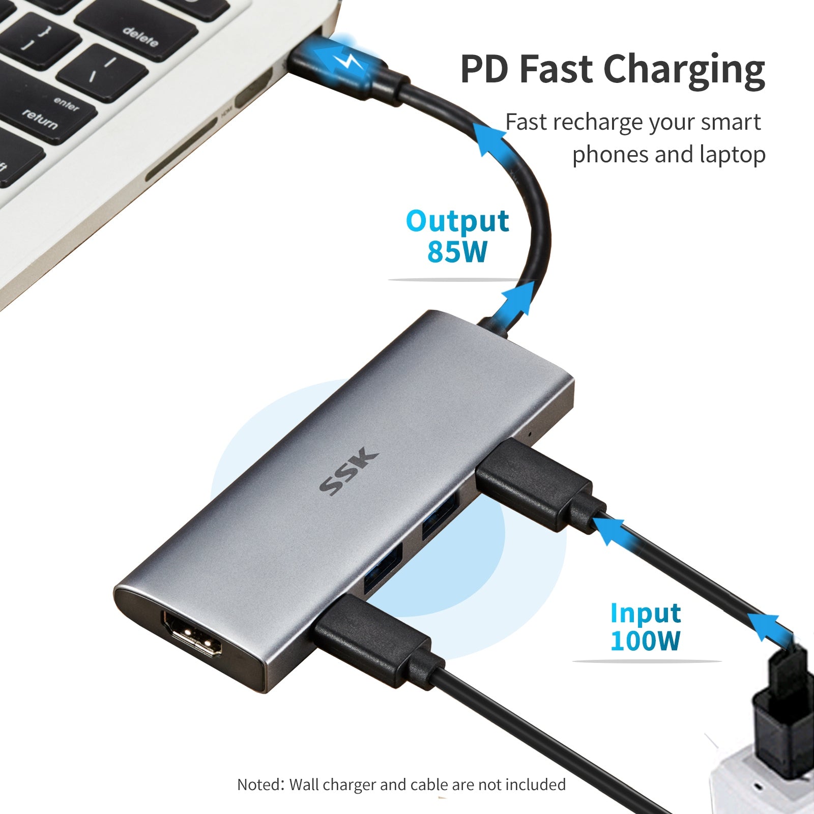 SSK SC108 5-In-1 USB-C Hub Multiport Adapter