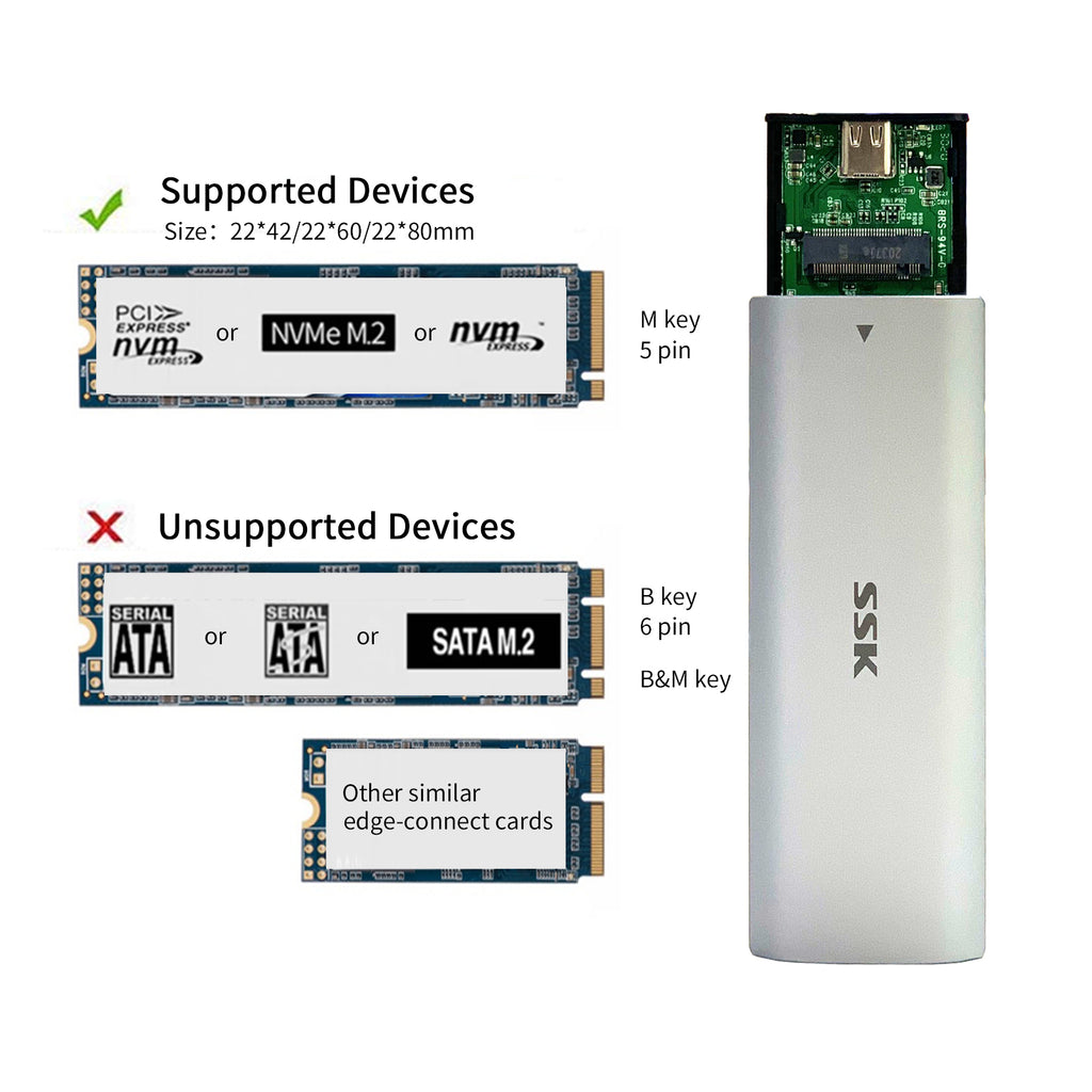 SSK HE-C327 M.2 NVME SSD Enclosure