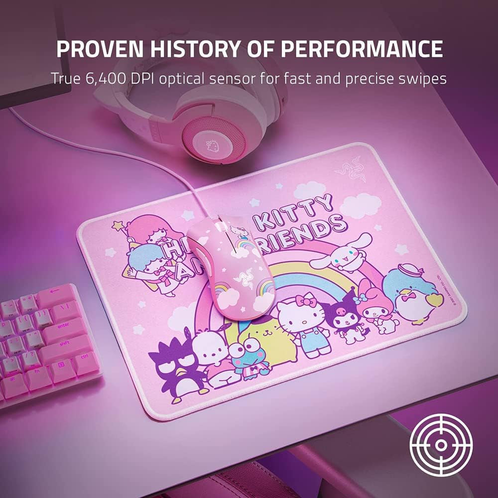 Razer DeathAdder Essential + Goliathus Mouse Mat Bundle - Hello Kitty and Friends Edition