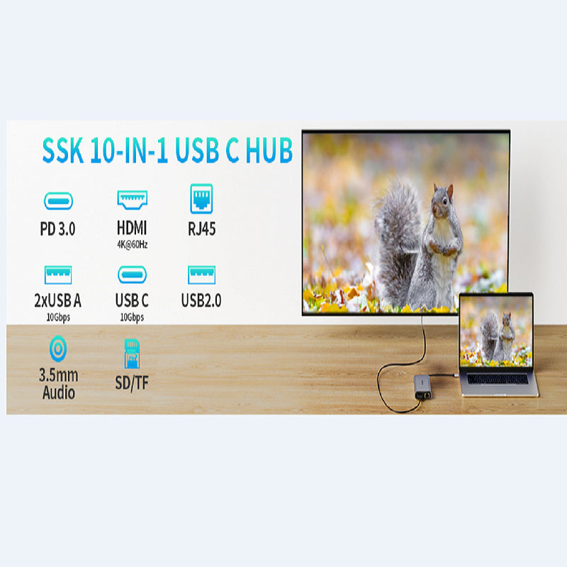 SSK SC207 10-In-1 USB-C Hub Multiport Adapter