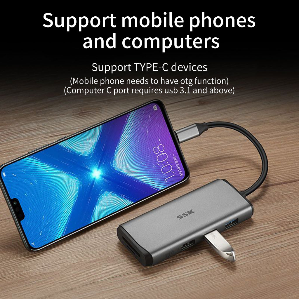 SSK SC108 5-In-1 USB-C Hub Multiport Adapter