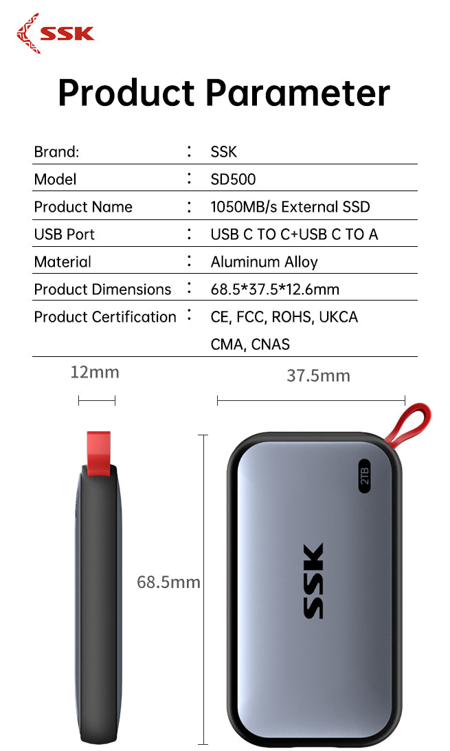 SSK SD500 Portable External SSD