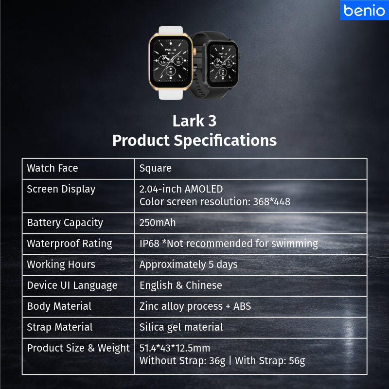 Benio Lark3 Smart Watch