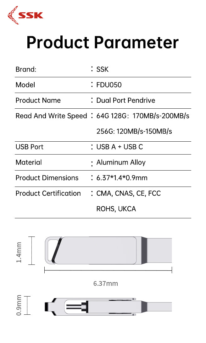 SSK FDU050 Dual USB Flash Drive