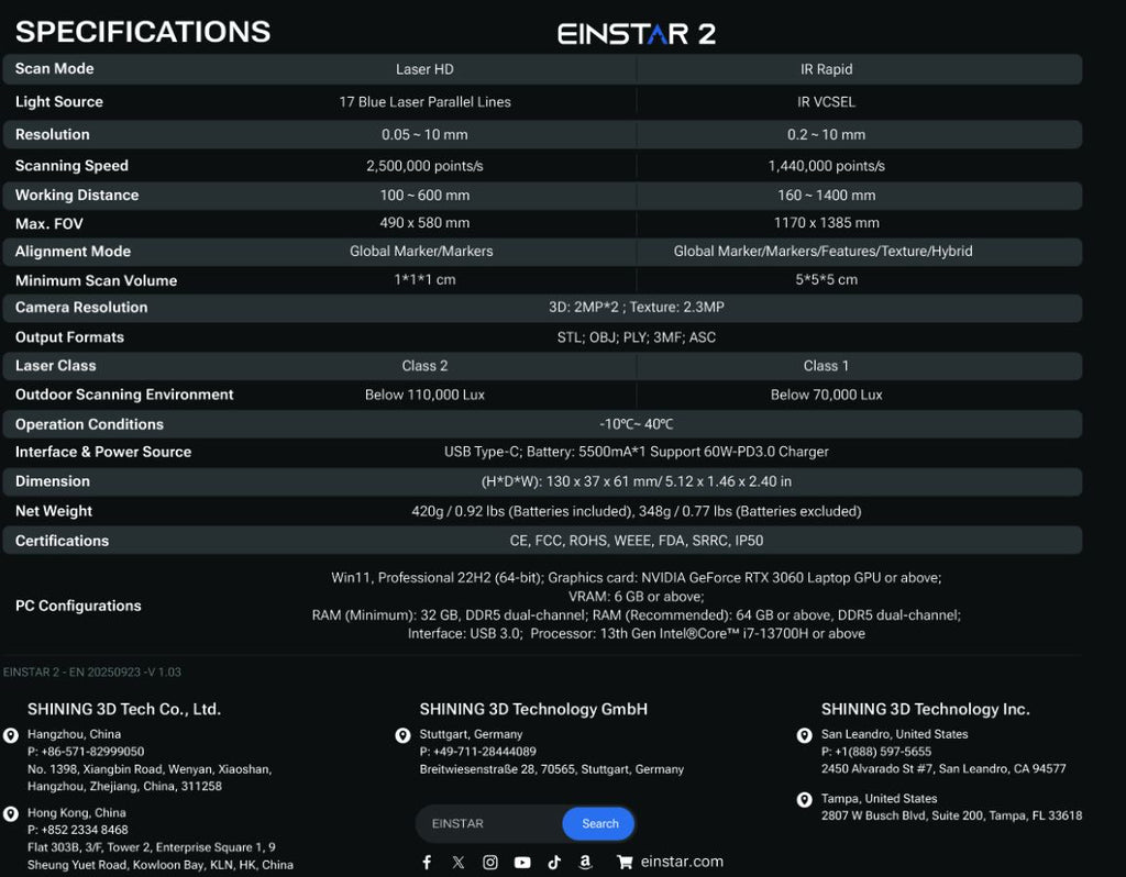 Einstar 2 Wireless All-In-One 3D Scanner